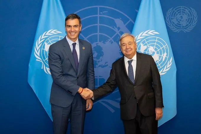 Pedro Sánchez sostuvo encuentro con António Guterres