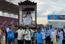 La Divina Pastora fue recibida por cantos marianos en el estadio Antonio Herrera Gutiérrez