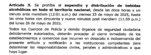 Decreto oficial por elecciones