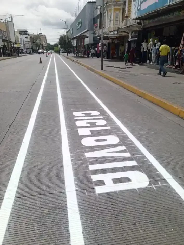 Ciclovía en el bulevard de la avenida 20, entre las calles 25 y 26