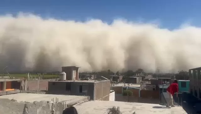 Inusual tormenta de arena cubre Ica en Perú