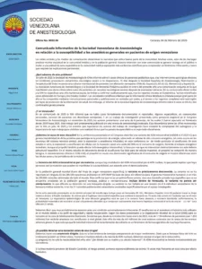 📢 Comunicado informativo de la Sociedad Venezolana de Anestesiologiaen relacion a la susceptibi