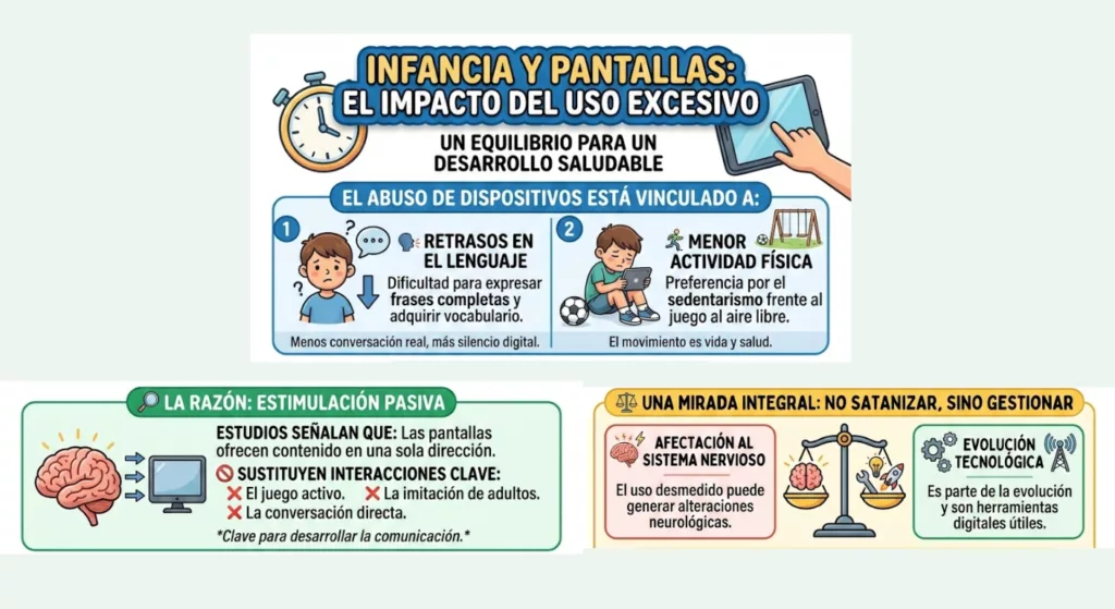 Uso excesivo de pantallas causa retrasos en el lenguaje