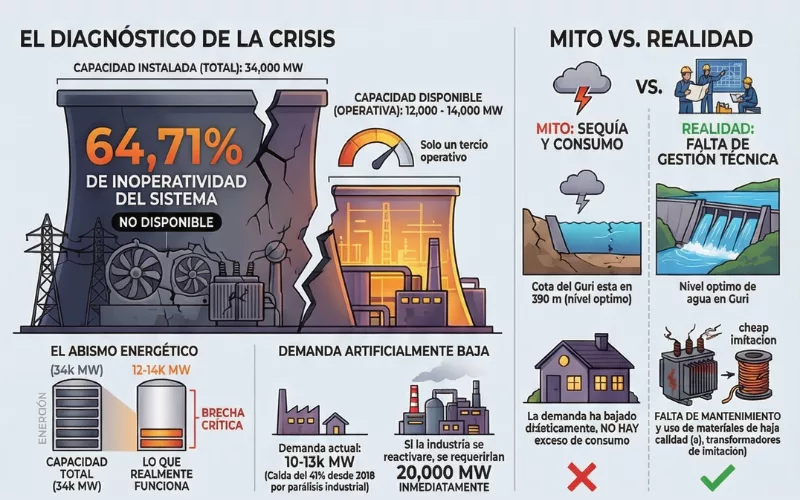 Julián Gutiérrez inoperatividad del Sistema Eléctrico de Venezuela es del 64,71%