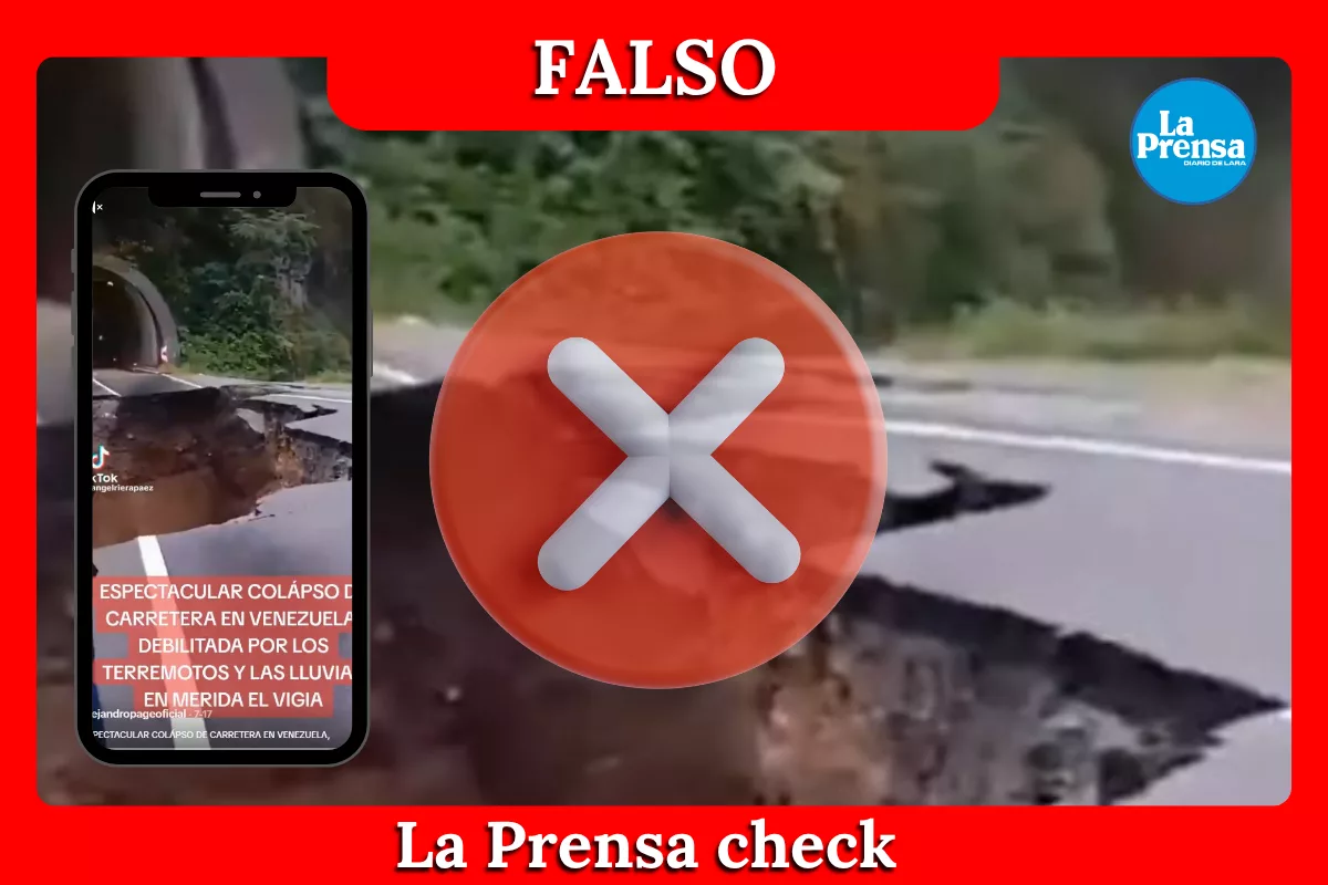 Es falso que una carretera en El Vigía colapsó debido a los terremotos y las lluvias
