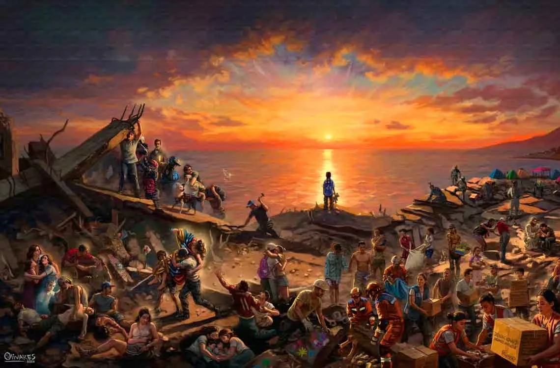 Oscar Olivares presentó una obra que retrata el dolor y la solidaridad tras los terremotos en Venezuela