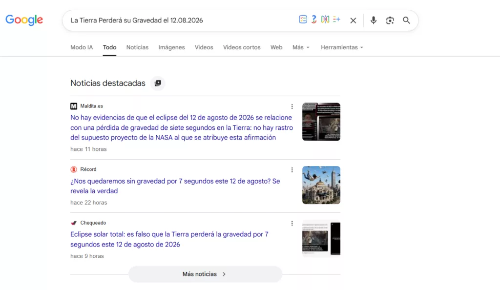 Es falso que la Tierra perderá la gravedad por 7 segundos este 12 de agosto de 2026