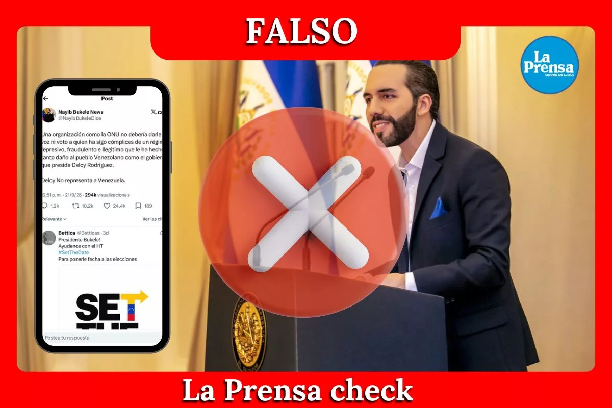 Es falso que Nayib Bukele criticó la participación de Delcy Rodríguez en la Asamblea General de la ONU