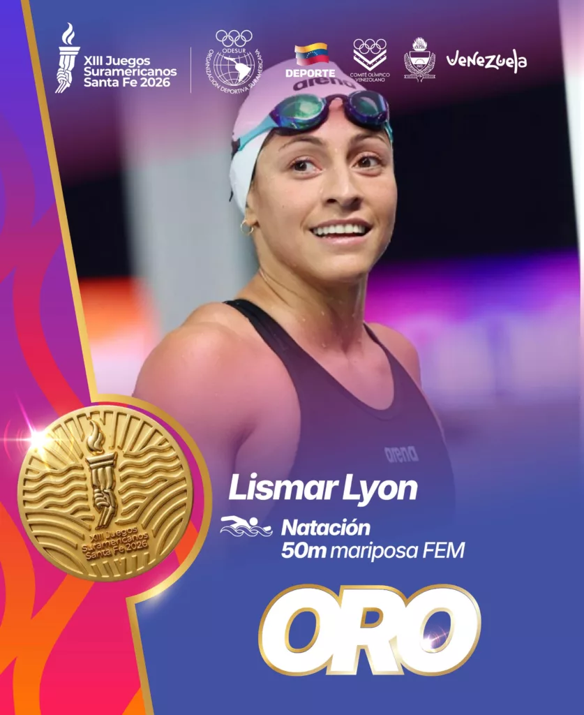 Lismar Lyon brilla en natación con doble oro en Santa Fe 2026